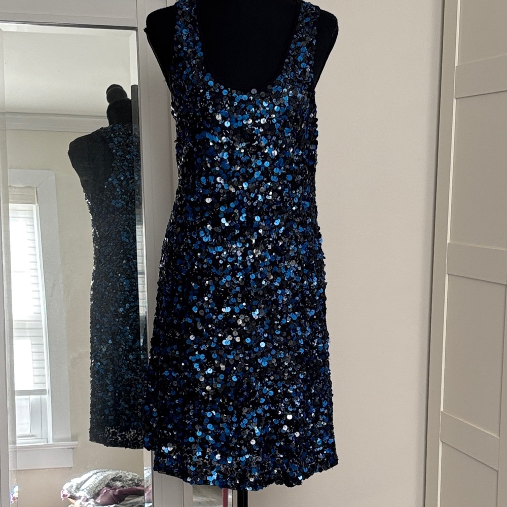 Boston Proper Navy and Royal Blue Sequin Mini Dress